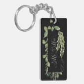 Porte-clés Foliage simple/ M. & Mme / Mariage Date (Devant gauche)