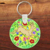 Porte-clés Folkart Deer Buck coule à travers un jardin (Recto)