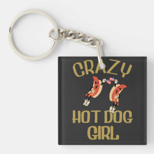 Porte-clés Folle fille hot dog
