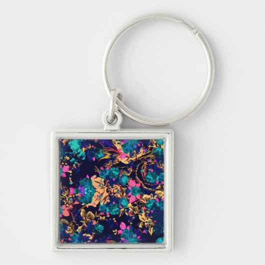 Porte-clés Fond de fleurs abstraites chic mignon (Devant)