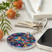 Porte-clés Fond de fleurs abstraites chic mignonnes (Devant droit)