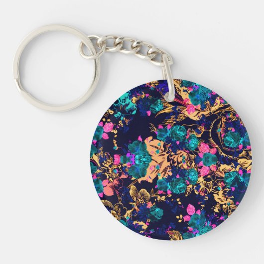 Porte-clés Fond de fleurs abstraites chic mignonnes (Devant)