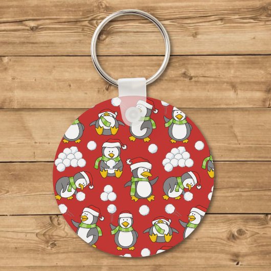 Porte-clés Fond de manchots de Noël