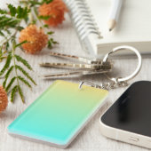 Porte-clés Fond dégradé pastel turquoise jaune (Devant droit)
