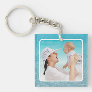 Porte-clés Fond d'océan bleu bord de mer personnalisé 2 X Pho
