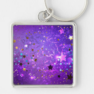 Porte-clés Fond en feuille de papier violet avec des étoiles