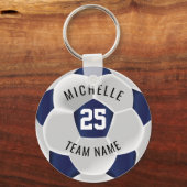 Porte-clés Football - Bleu foncé et Blanc (Recto)
