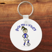 Porte-clés Football féminin léger en Uniforme bleu (Recto)