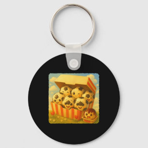 Porte-clés Football Ll Nuggets de poulet Mignon Kawaii Drôle