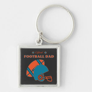 Porte-clés Football papa sportifs amateurs orange bleu vintag