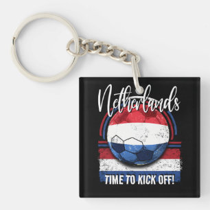 Porte-clés Football Pays-Bas Drapeau, Distressed Soccer