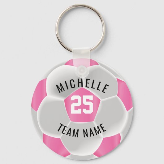 Porte-clés Football - rose et blanc (Recto)