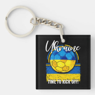 Porte-clés Football Ukraine Drapeau, balle de football ukrain