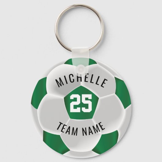 Porte-clés Football - Vert foncé et blanc (Recto)