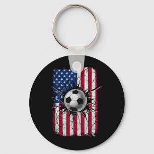 Porte-clés Football vintage 4 juillet Hommes Drapeau Américai