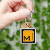 Porte-clés for him a modern yellow square logo monogram (main)