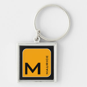 Porte-clés for him a modern yellow square logo monogram