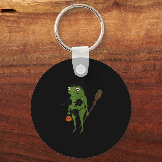Porte-clés For October, Funny Halloween, Funny Witch Frog (Recto)