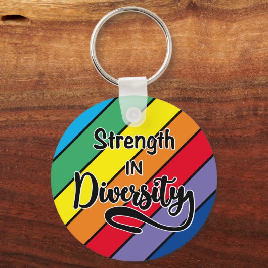 Porte-clés "Force dans la diversité" Inclusivité arc-en-ciel (Verso)