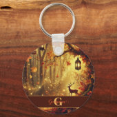Porte-clés Forêt automnale dorée personnalisée (Recto)