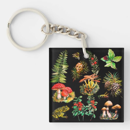 Porte-clés Forêt, champignons sauvages (Devant)