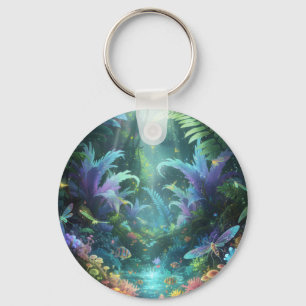 Porte-clés Forêt de bioluminescence enchantée Jungle magique