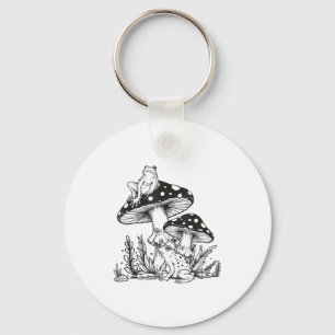 Porte-clés Forêt de champignons de grenouille esthétique vint