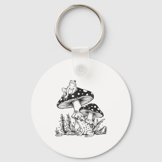 Porte-clés Forêt de champignons de grenouille esthétique vint (Recto)