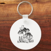 Porte-clés Forêt de champignons de grenouille esthétique vint (Recto)