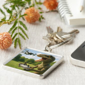 Porte-clés Forêt de drones de Dinosaures mignons Imaginaires (Côté)