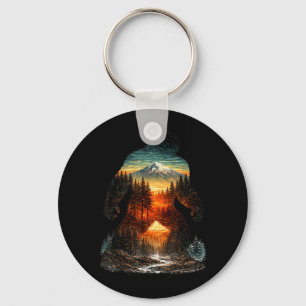 Porte-clés Forêt de montagne Bigfoot Coucher de soleil Extéri