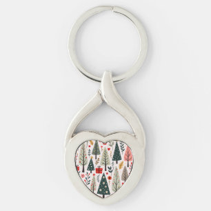 Porte-clés Forêt de sapins de Noël fantaisistes