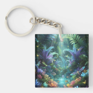 Porte-clés Forêt enchantée bioluminescente Jungle magique