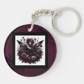 Porte-clés Forêt gothique foncée Fée Florale Rose Bourgogne (Dos)