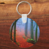 Porte-clés Forêt peinte Automne Brouillard bleu (Recto)