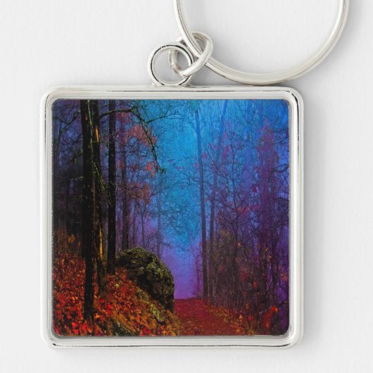 Porte-clés Forêt peinte Automne Brume violette (Devant)