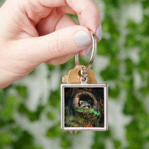 Porte-clés Forêt Raccoon Peeking