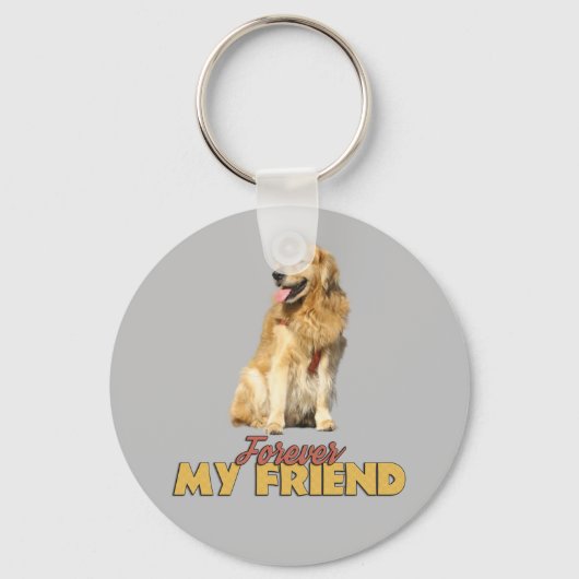 Porte-clés Forever Mon Ami Golden Retriever Chien Design (Recto)