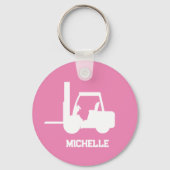 Porte-clés Forklift rose et blanc personnalisé (Verso)