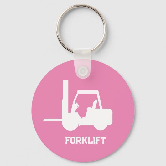 Porte-clés Forklift rose et blanc personnalisé (Recto)