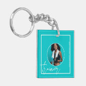 Porte-clés Formateur personnel | Code QR à thème turquoise (Devant gauche)