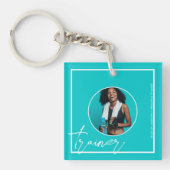 Porte-clés Formateur personnel | Code QR à thème turquoise (Devant)