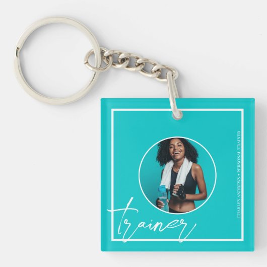Porte-clés Formateur personnel | Code QR à thème turquoise (Devant)