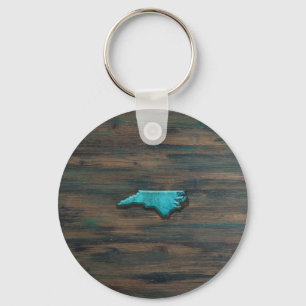 Porte-clés Forme d'état de Caroline du Nord Turquoise