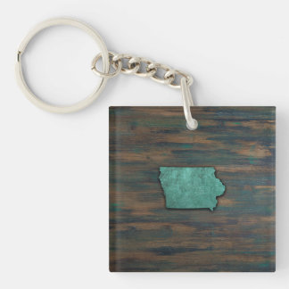 Porte-clés Forme d'état Iowa Turquoise