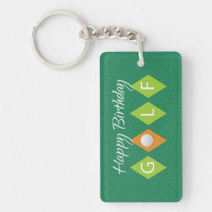 Porte-clés Formes de diamant vert pour anniversaire de golf