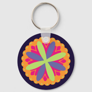 Porte-clés Formes florales orange vibrant