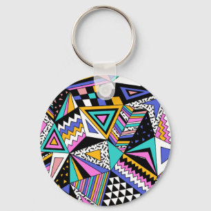 Porte-clés Formes géométriques rétro : Vintage coloré.