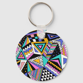 Porte-clés Formes géométriques rétro : Vintage coloré.