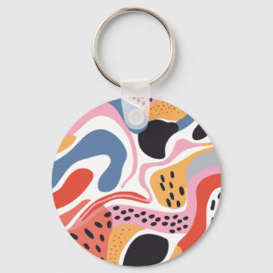 Porte-clés Formes organiques abstraites colorées motif modern